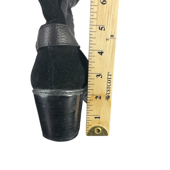 Circa Joan & David Black Leather Suede Knee High Tall Boots WOMENS SIZE 6.5 Moto - Picture 3 of 13